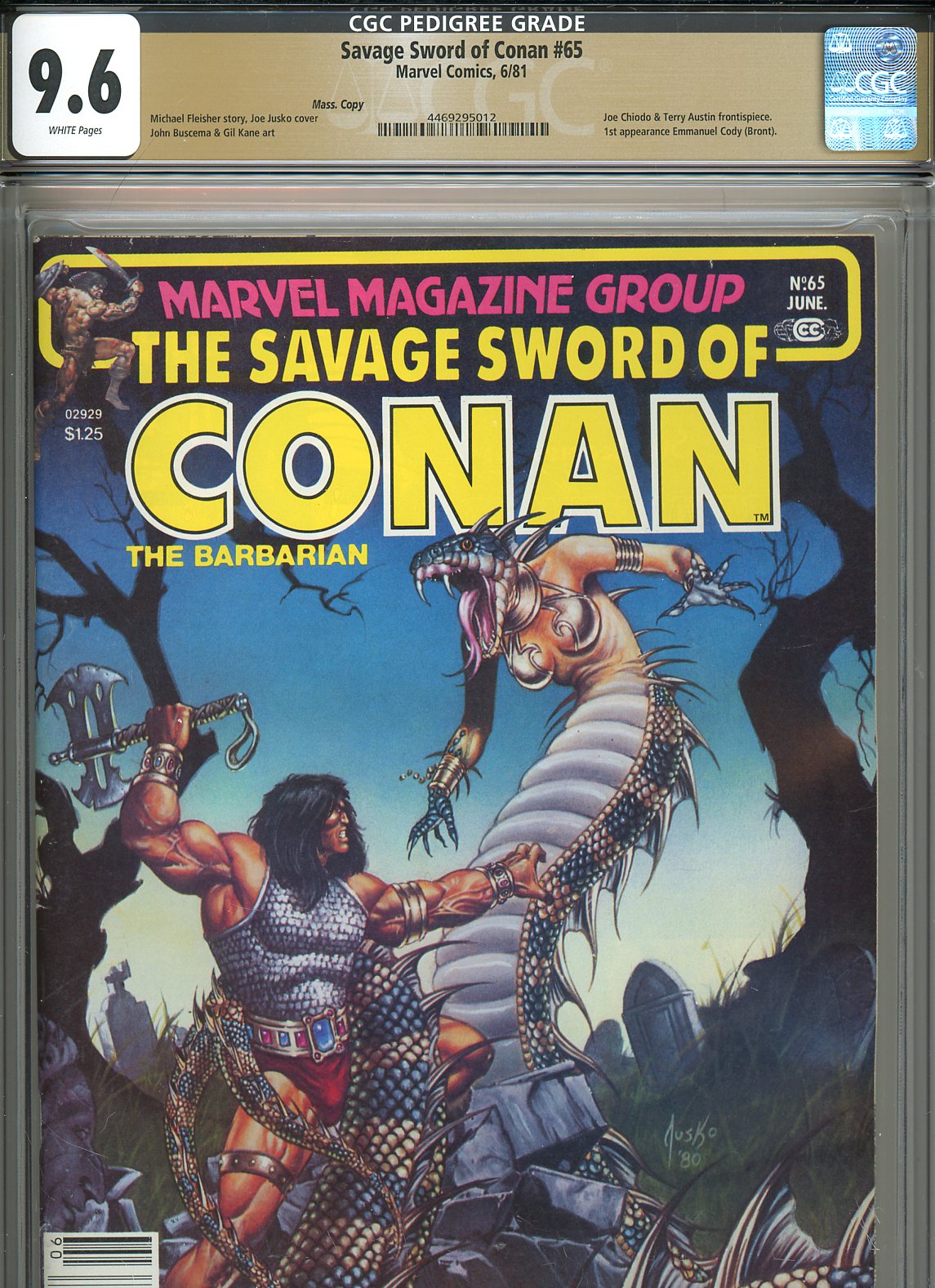 Savage Sword of Conan #65 CGC 9.6 w Mass. Copy