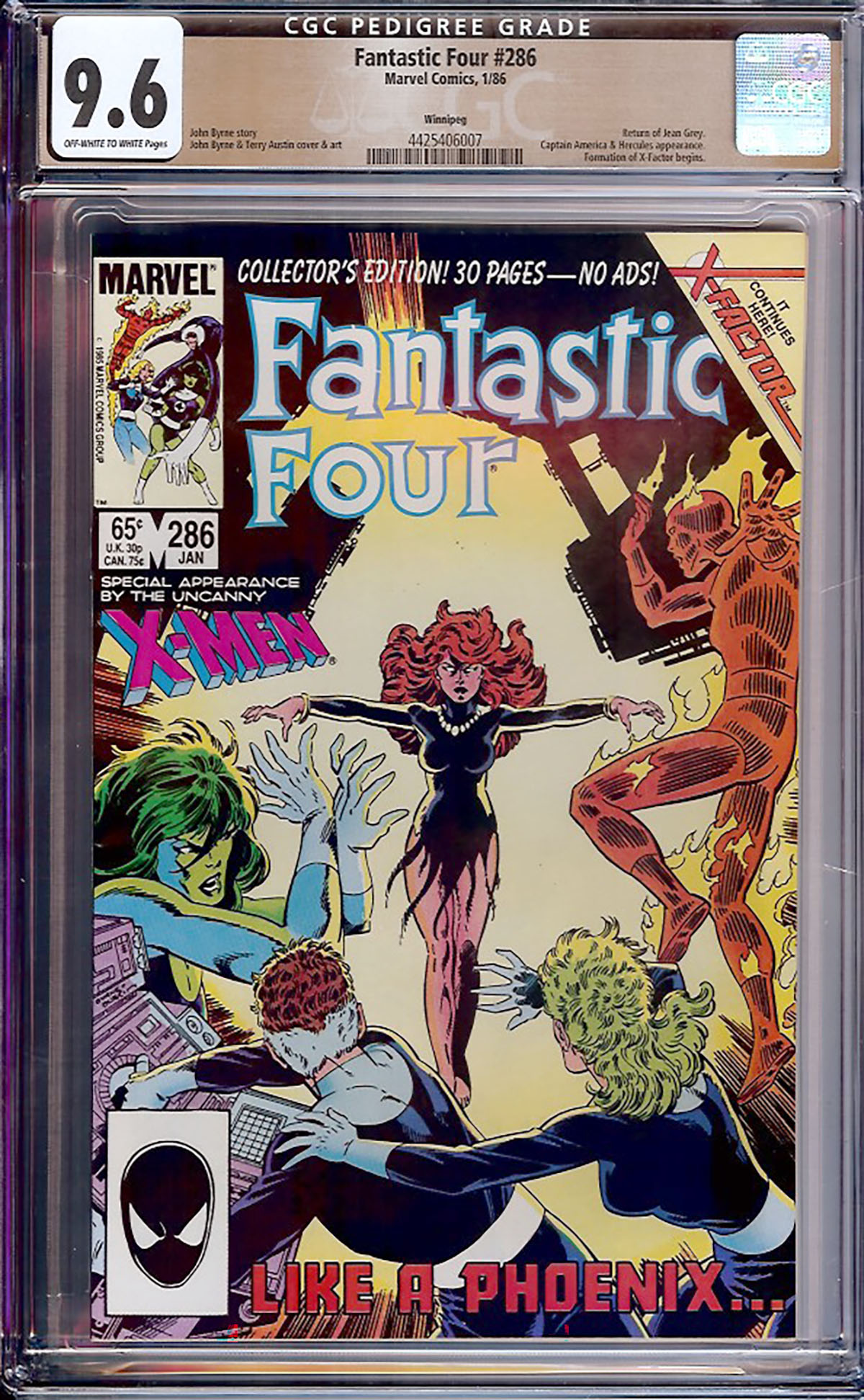 Fantastic Four #286 CGC 9.6 ow/w Winnipeg