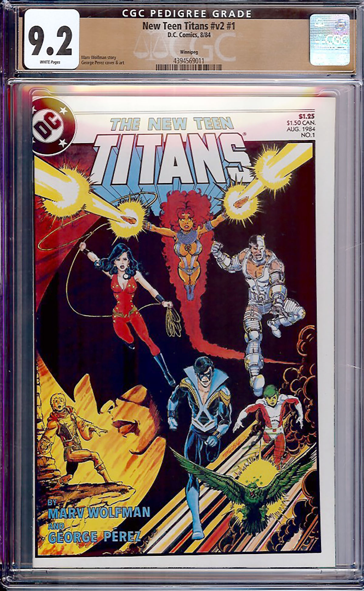 New Teen Titans Vol 2 #1 CGC 9.2 w Winnipeg