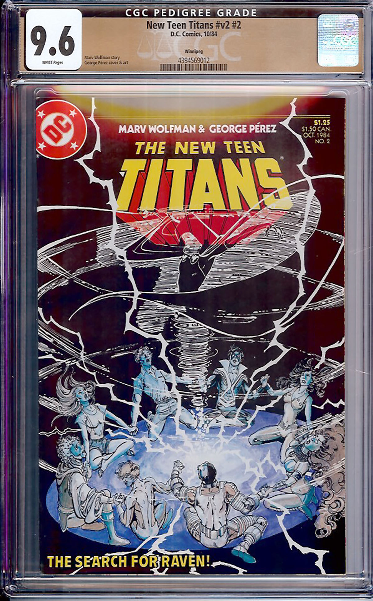 New Teen Titans Vol 2 #2 Cgc 9.6 W Winnipeg    Auction    Pedigree Comics