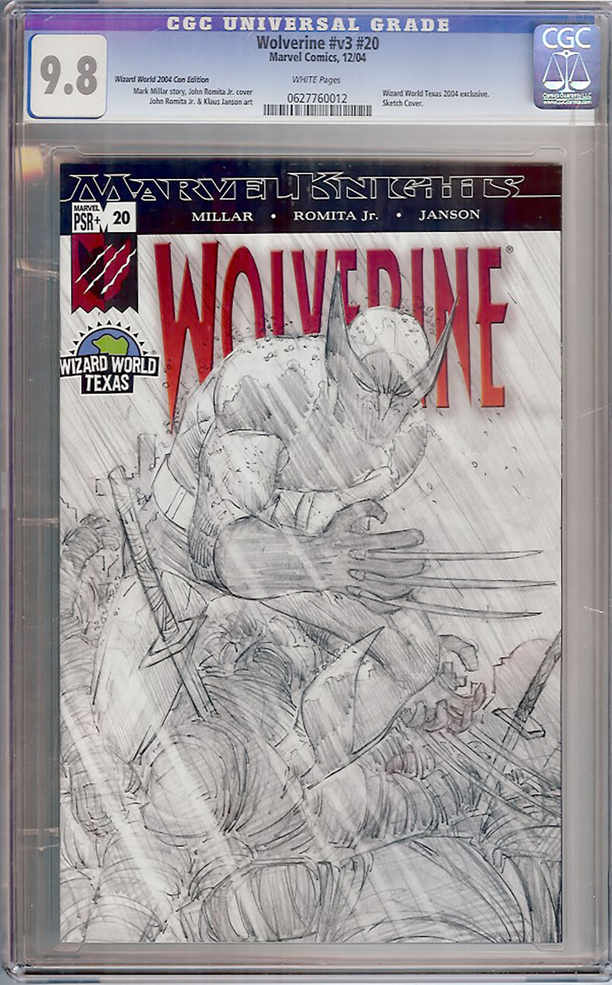 Wolverine Vol 3 #20 CGC 9.8 w Sketch Cover