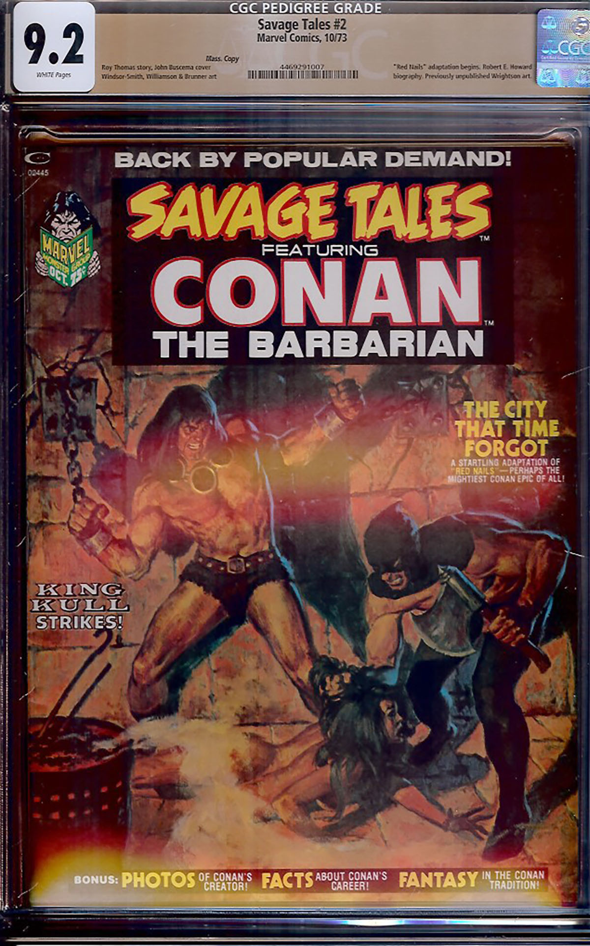 Savage Tales #2 CGC 9.2 w Mass. Copy