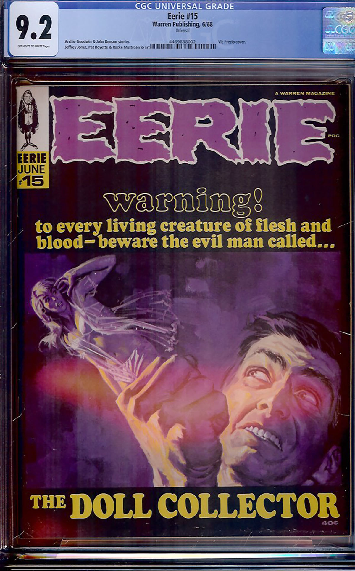 Eerie #15 CGC 9.2 ow/w