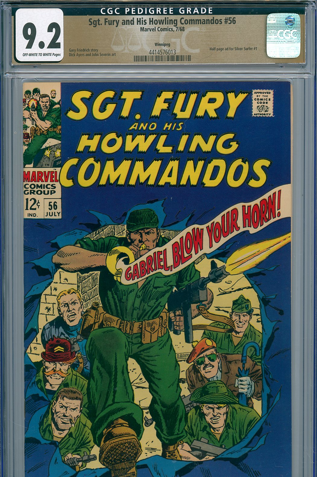 Sgt. Fury and His Howling Commandos #56 CGC 9.2 ow/w Winnipeg