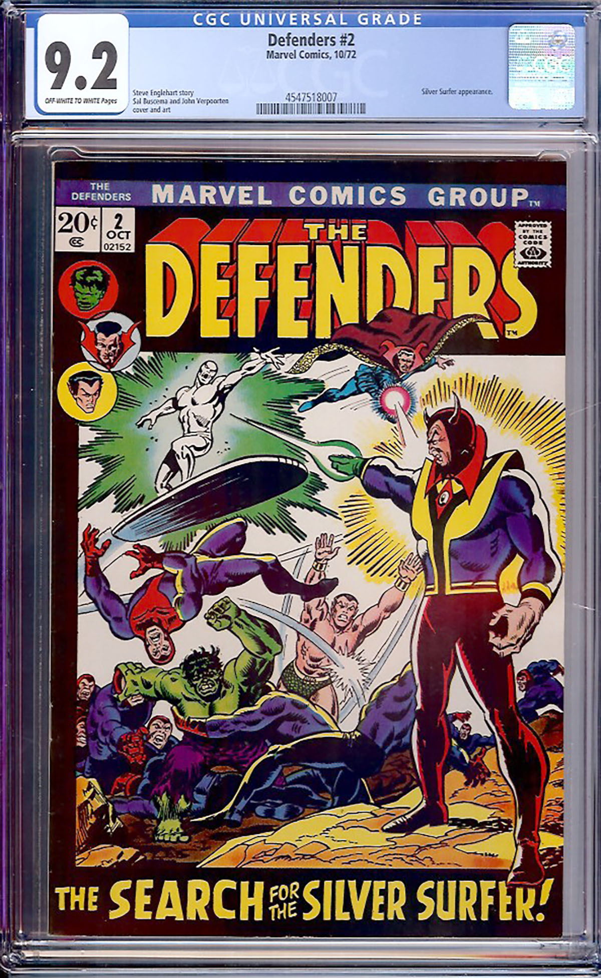 Defenders #2 CGC 9.2 ow/w