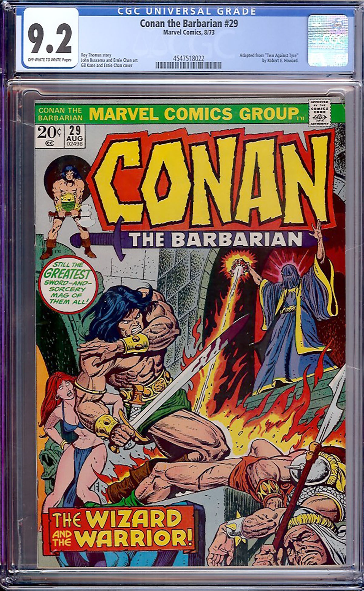 Conan The Barbarian #29 CGC 9.2 ow/w