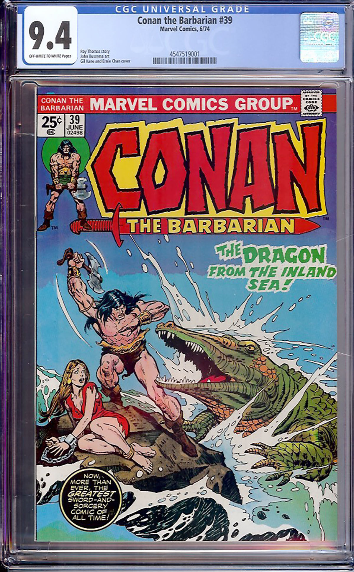 Conan The Barbarian #39 CGC 9.4 ow/w