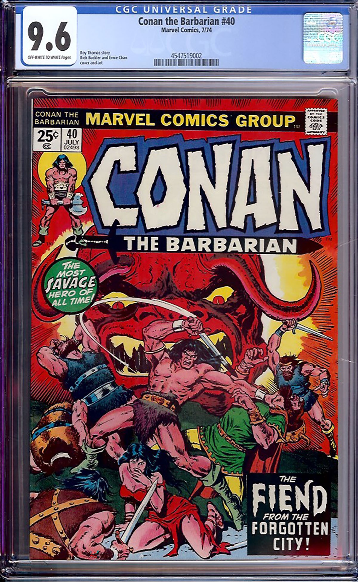 Conan The Barbarian #40 CGC 9.6 ow/w