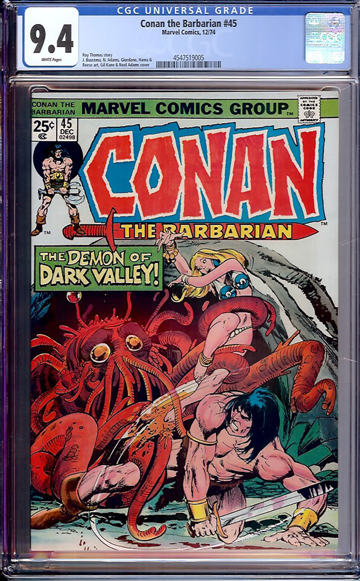 Conan The Barbarian #45 CGC 9.4 w