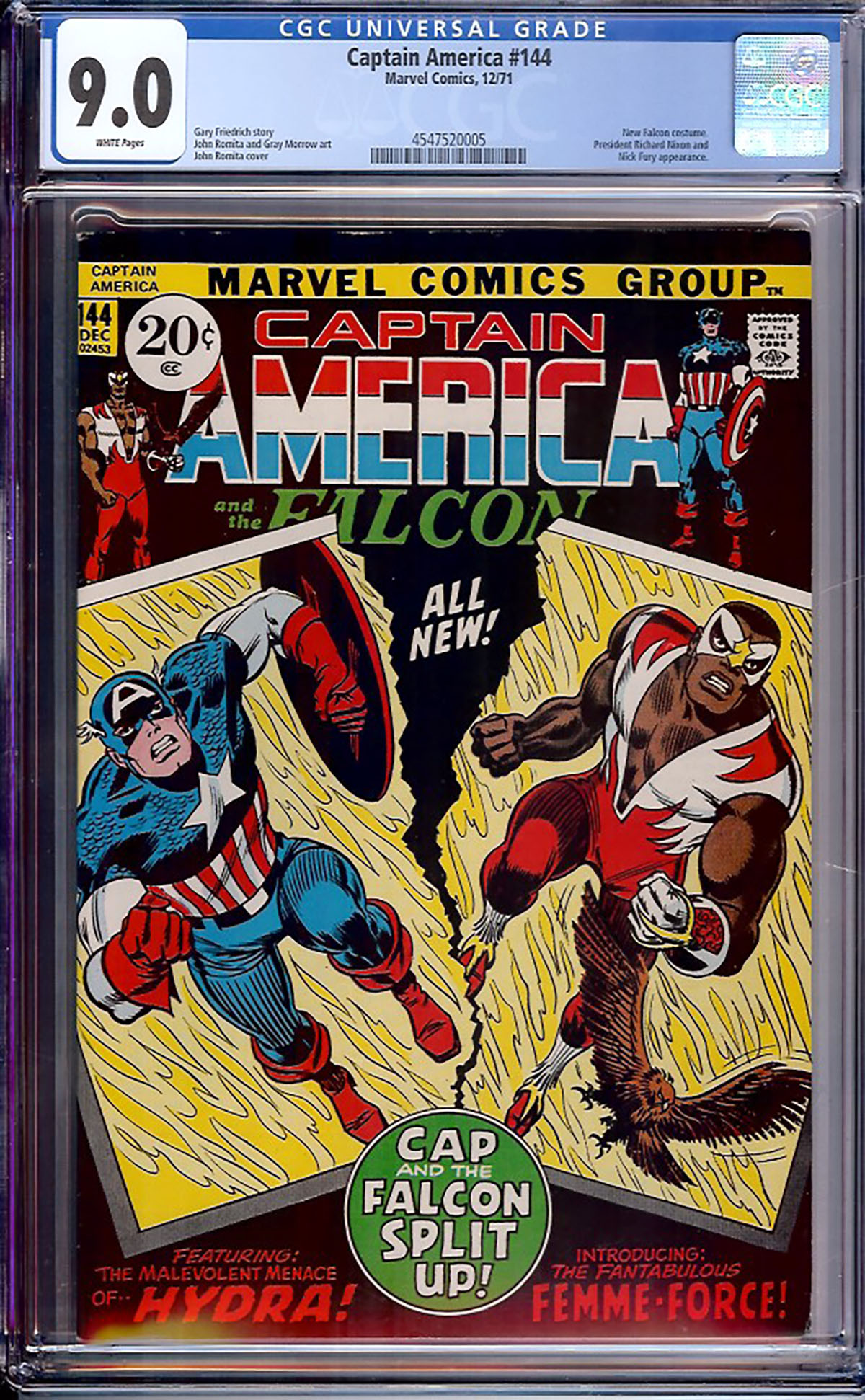 Captain America #144 CGC 9.0 w