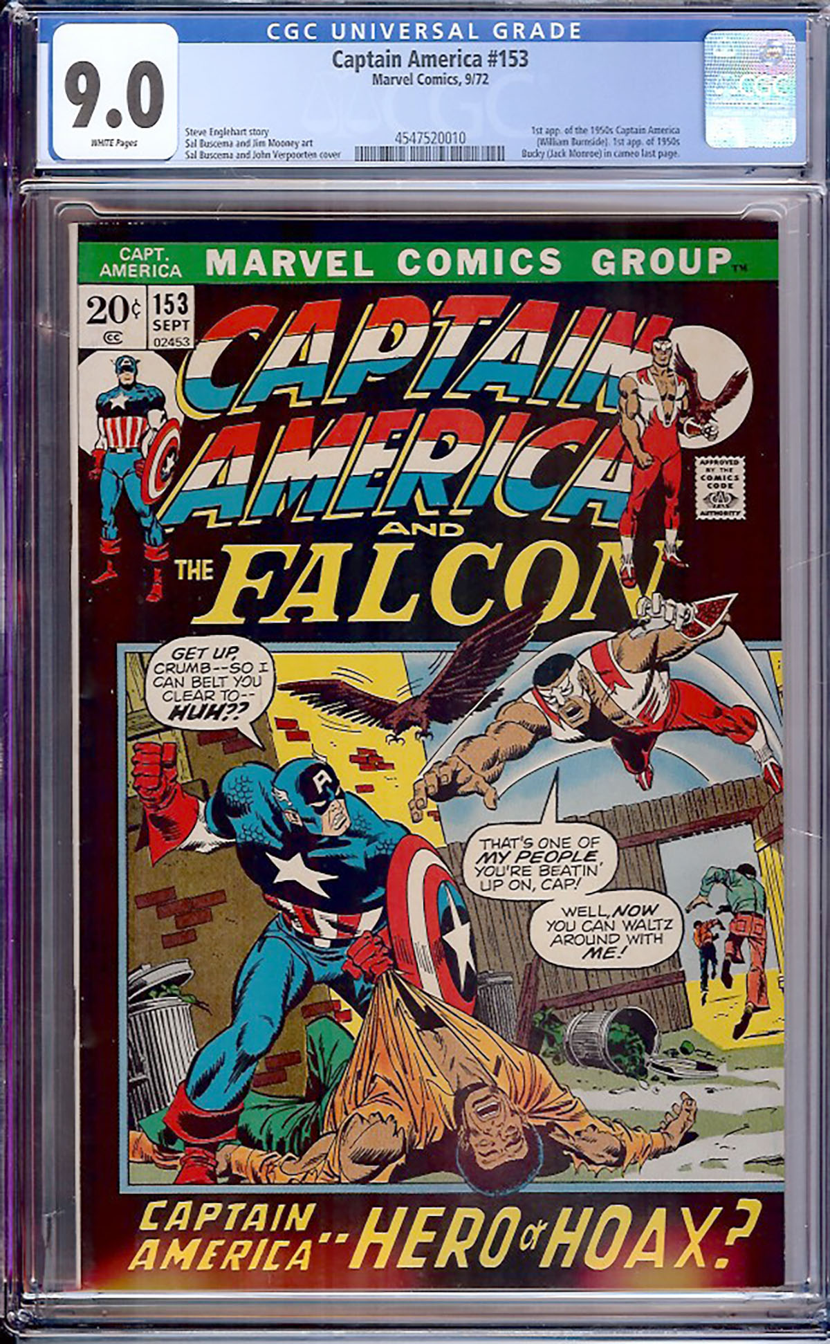 Captain America #153 CGC 9.0 w