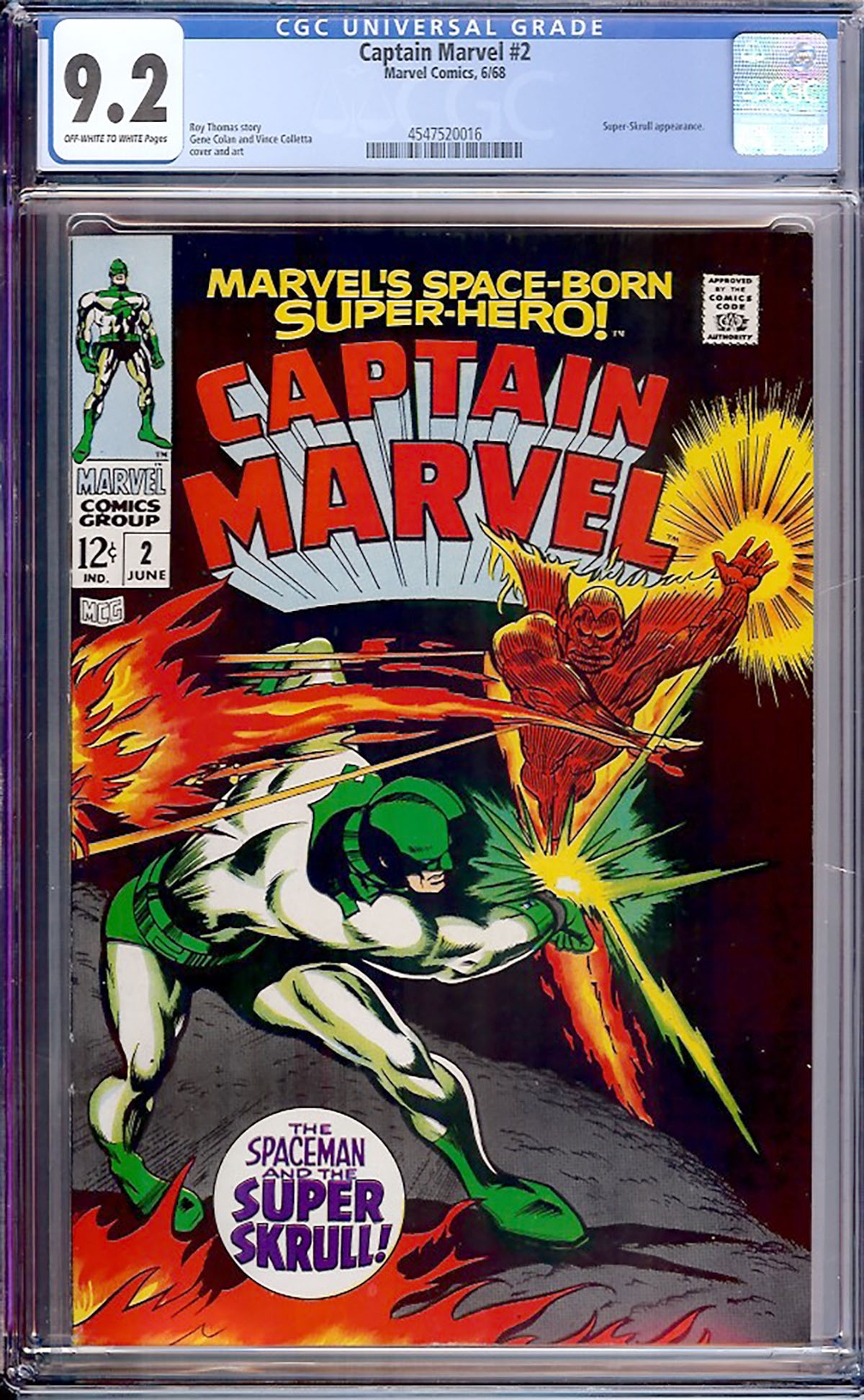 Captain Marvel #2 CGC 9.2 ow/w