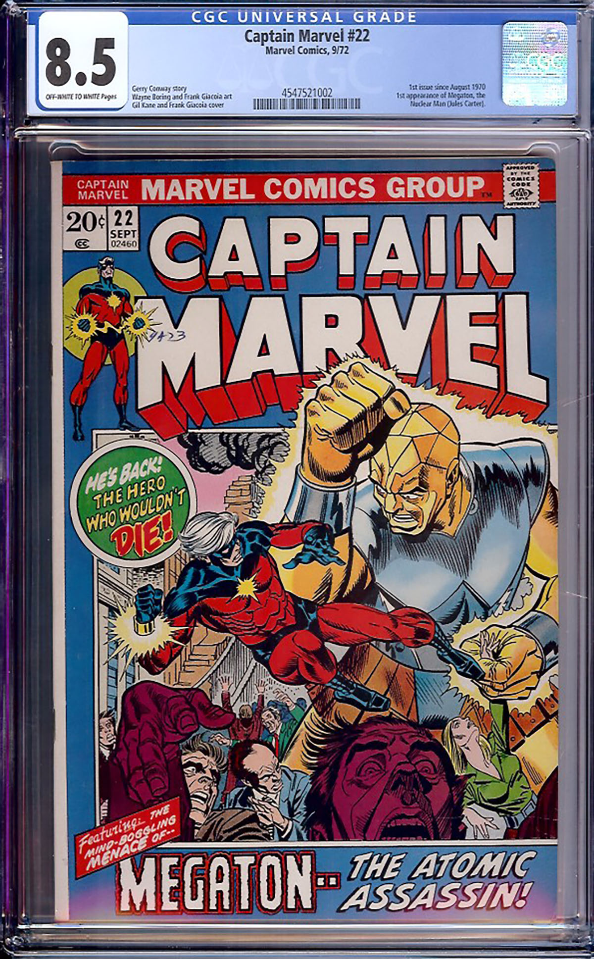 Captain Marvel #22 CGC 8.5 ow/w