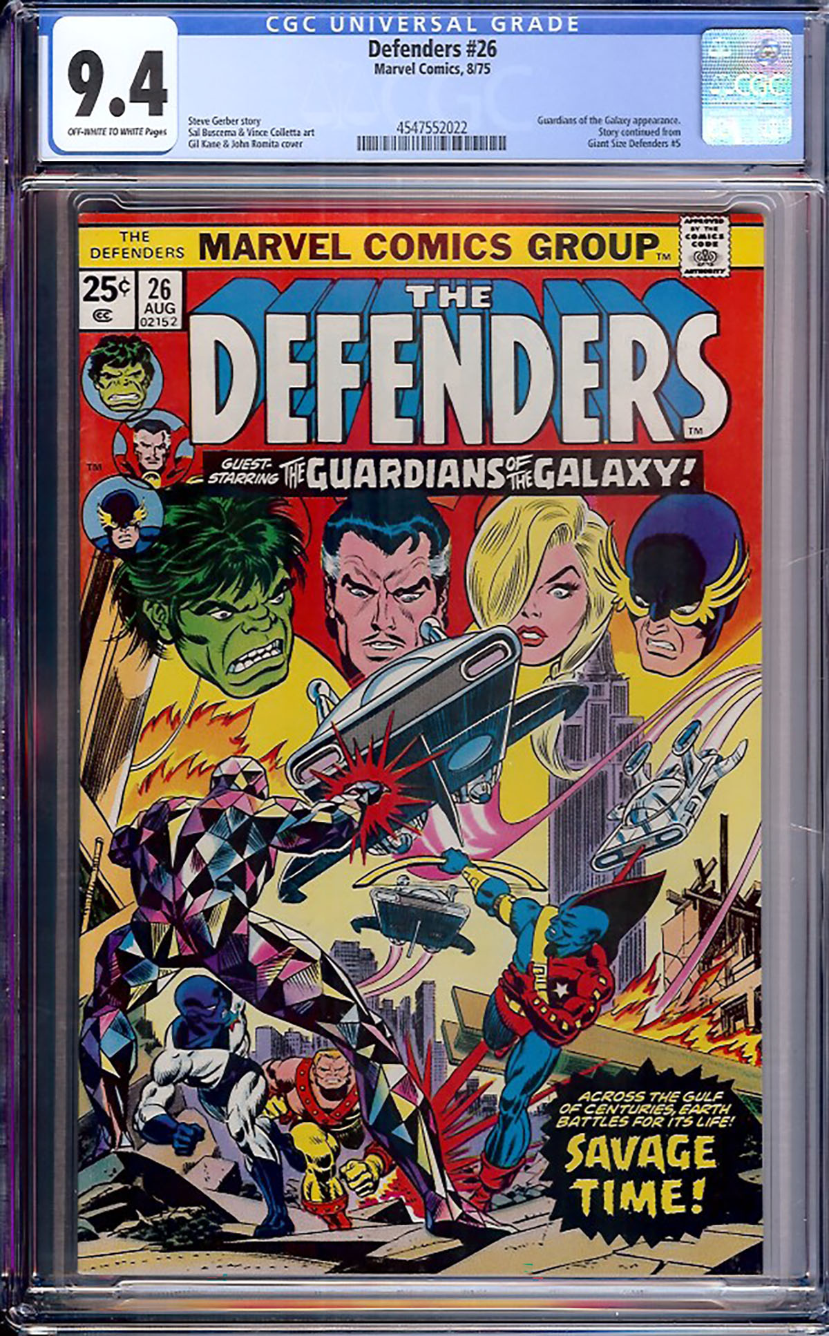 Defenders #26 CGC 9.4 ow/w