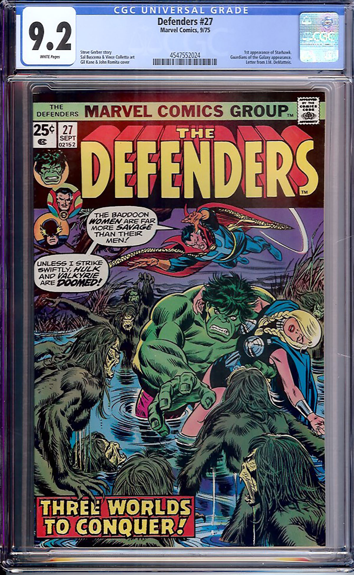 Defenders #27 CGC 9.2 w