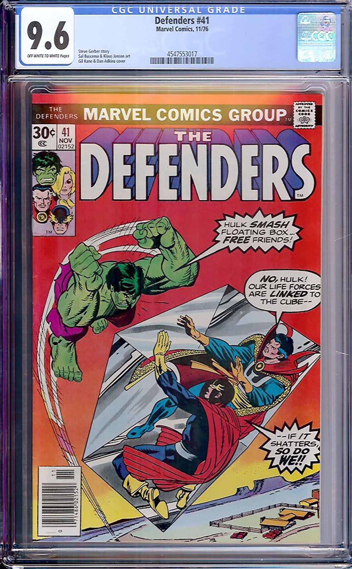 Defenders #41 CGC 9.6 ow/w