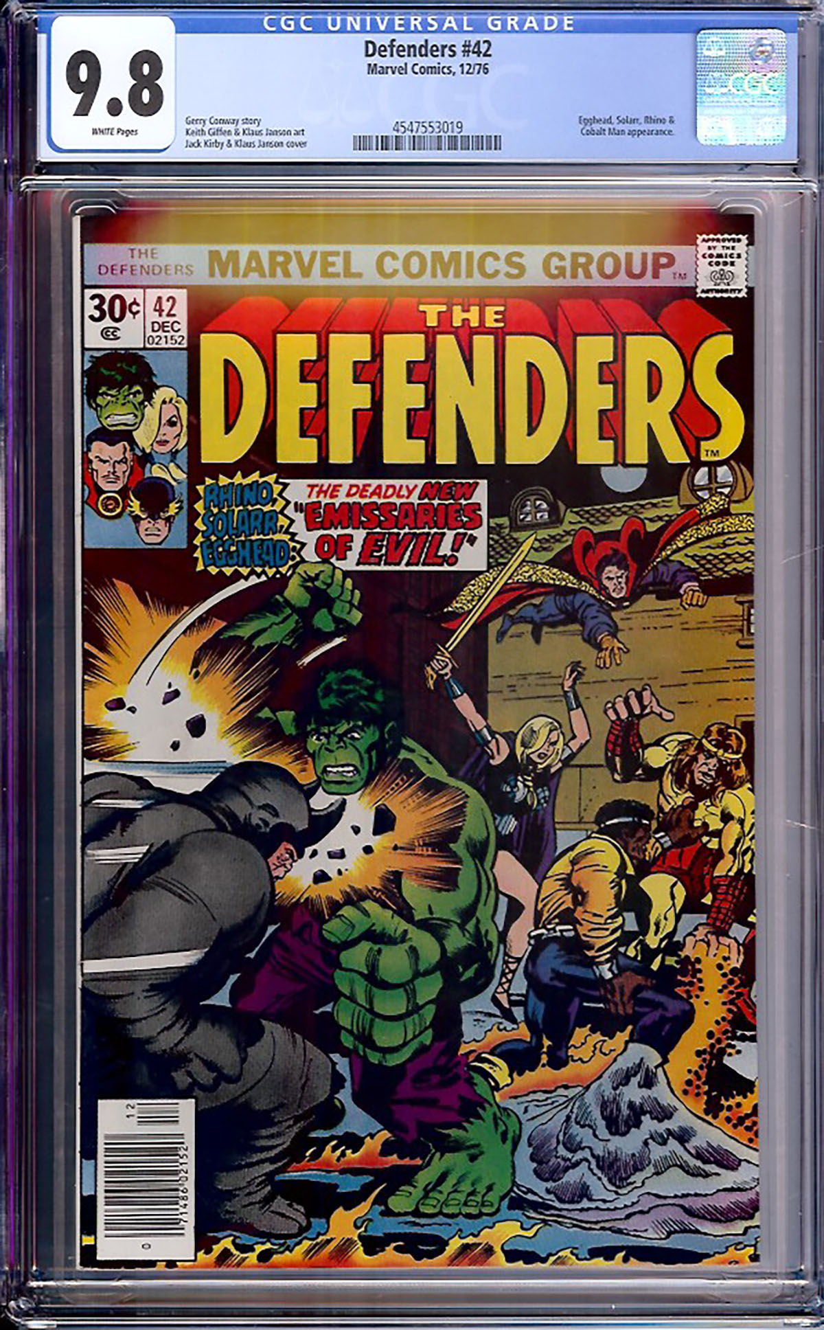 Defenders #42 CGC 9.8 w