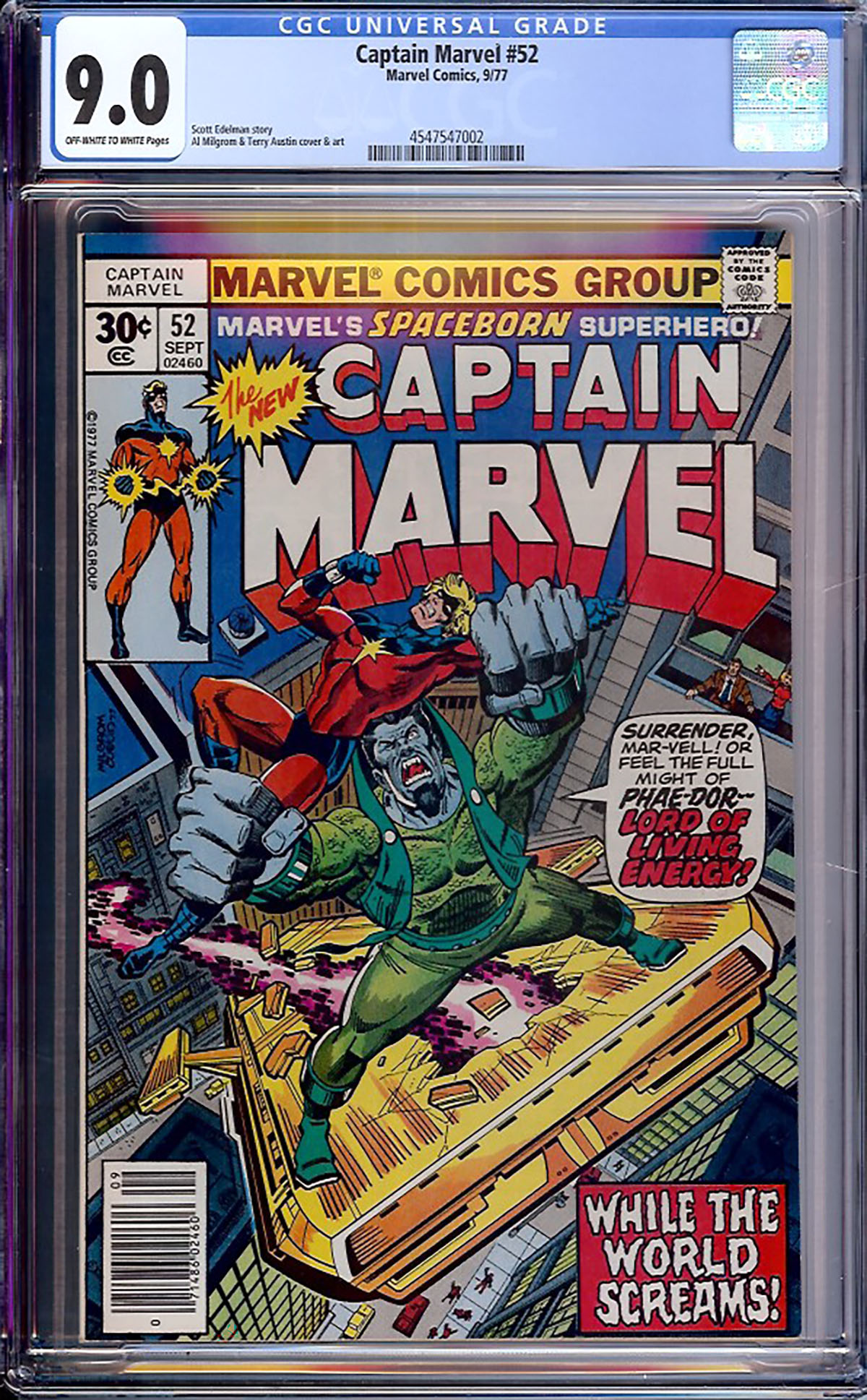 Captain Marvel #52 CGC 9.0 ow/w