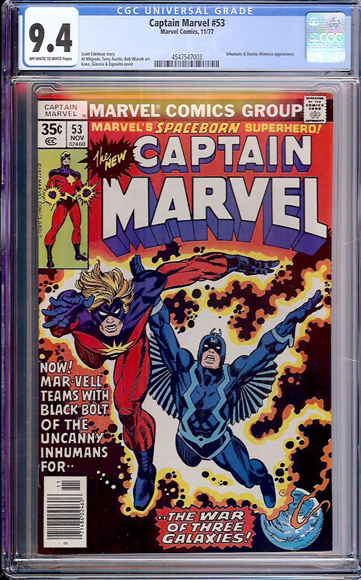 Captain Marvel #53 CGC 9.4 ow/w