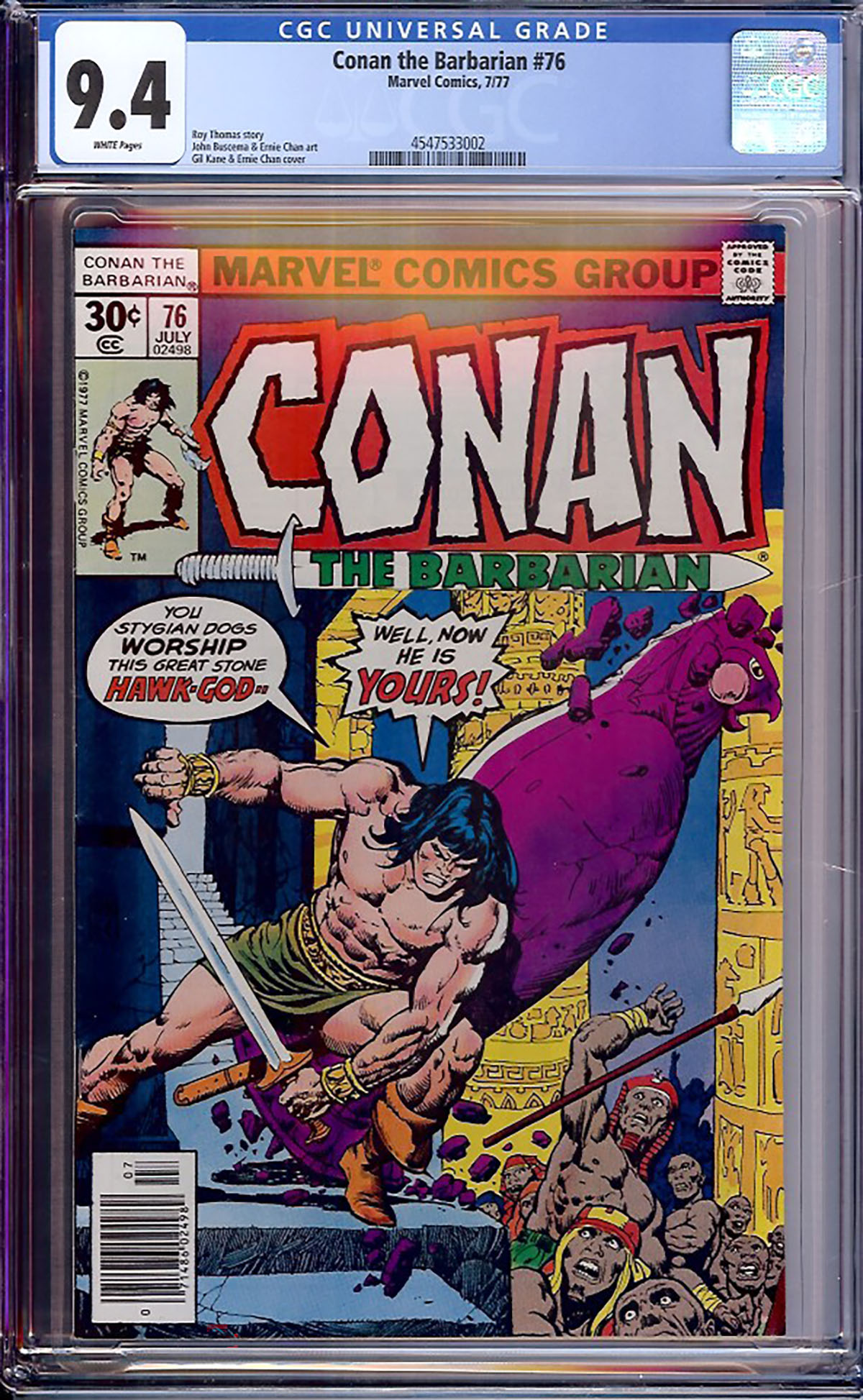 Conan The Barbarian #76 CGC 9.4 w