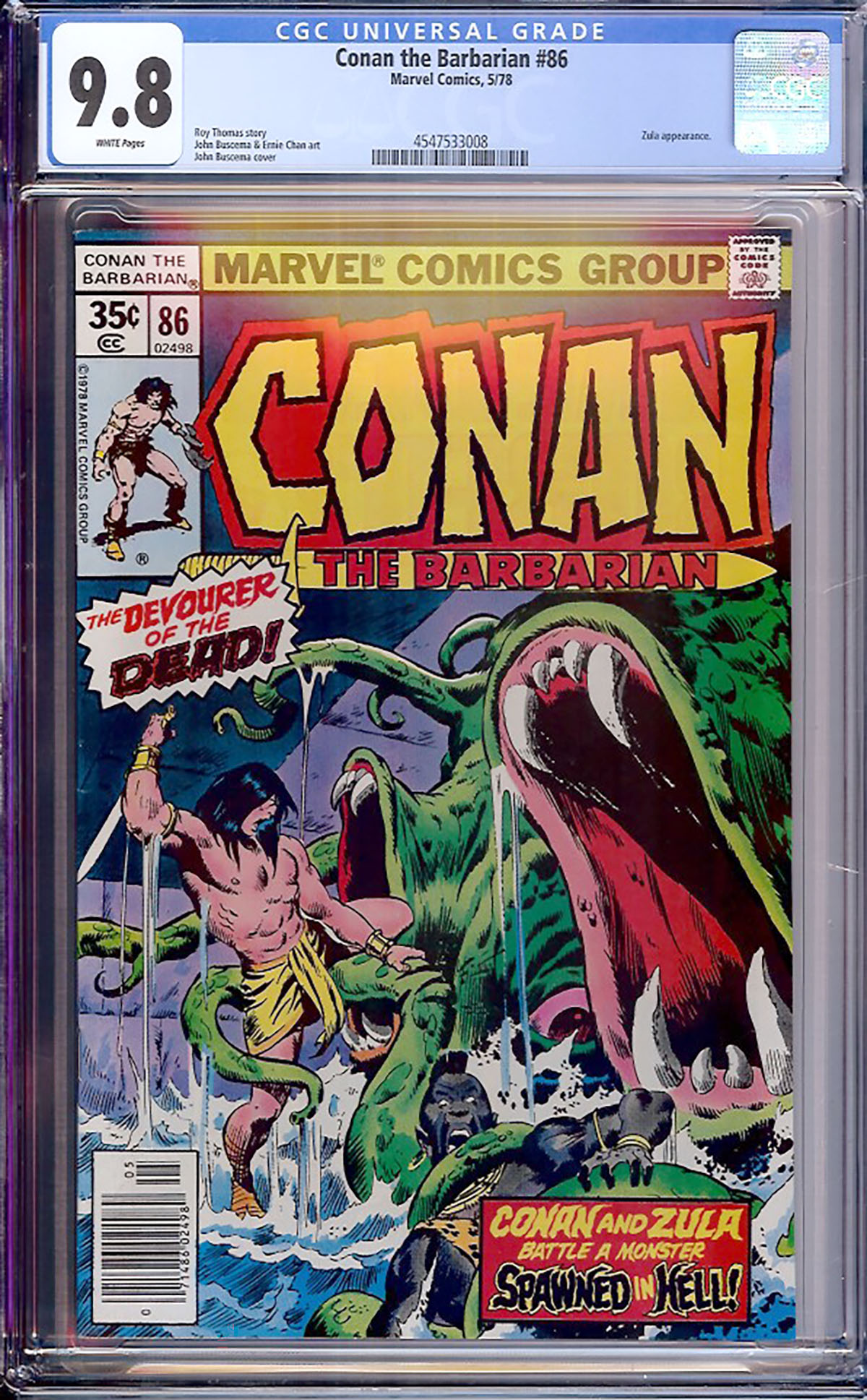 Conan The Barbarian #86 CGC 9.8 w