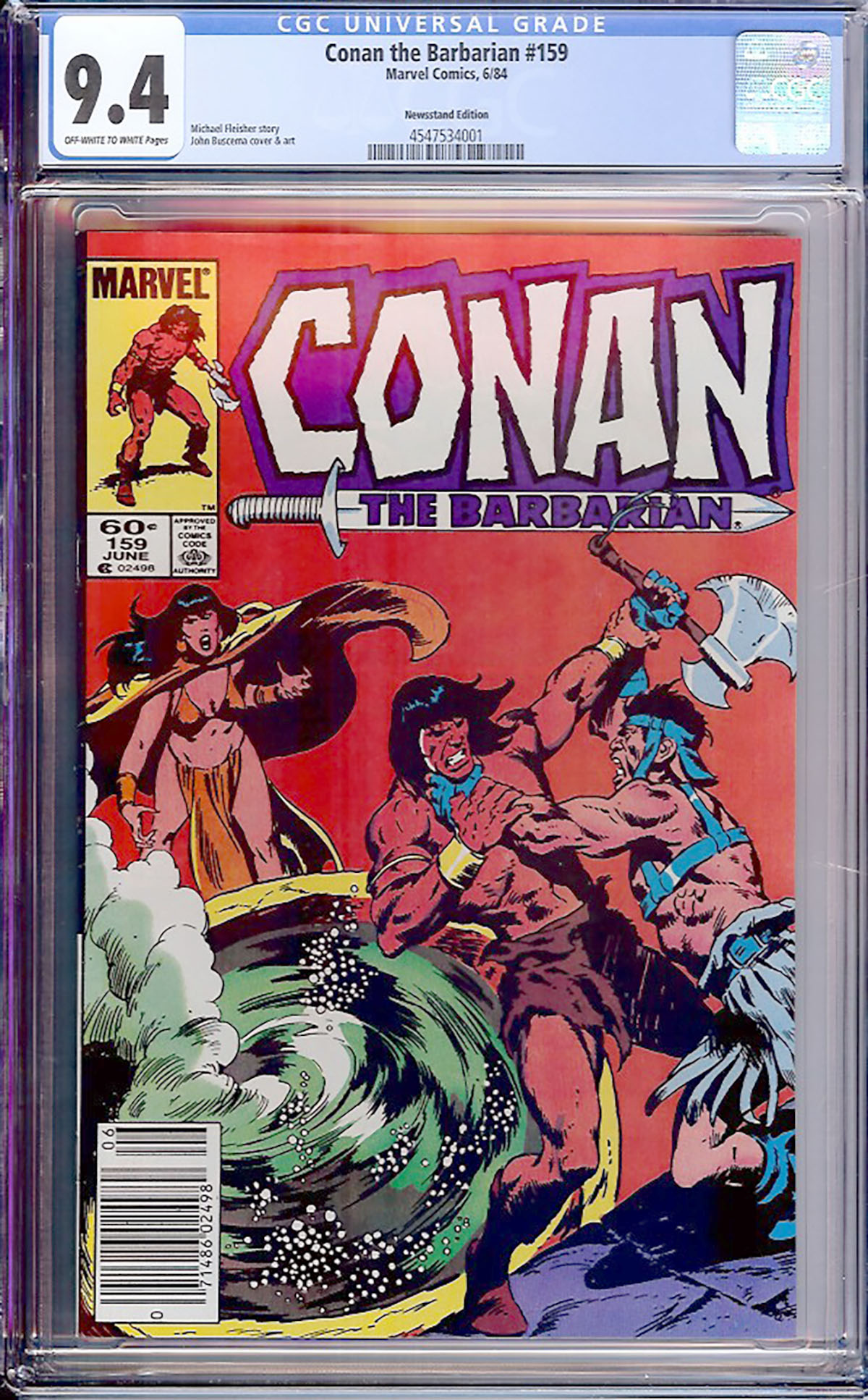 Conan The Barbarian #159 CGC 9.4 ow/w Newsstand Edition