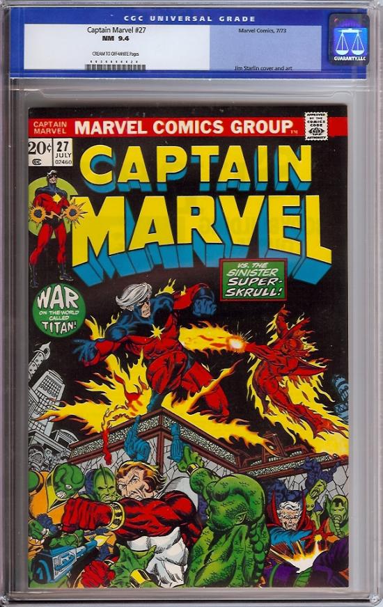 Captain Marvel #27 CGC 9.4 cr/ow