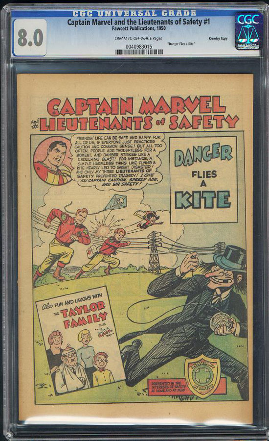 Captain Marvel and the Lieutenants of Safety #1 CGC 8.0 cr/ow Crowley Copy