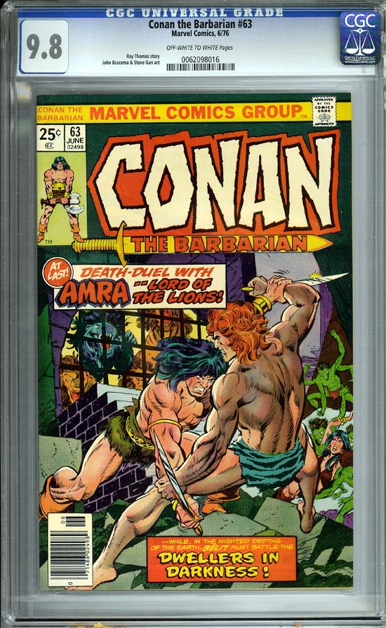 Conan The Barbarian #63 CGC 9.8 ow/w