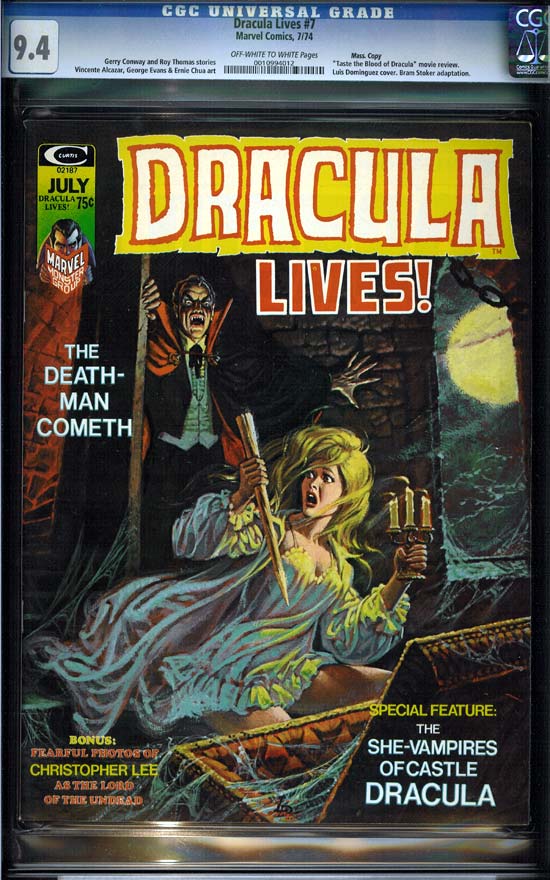 Dracula Lives #7 CGC 9.4 w Massachusetts