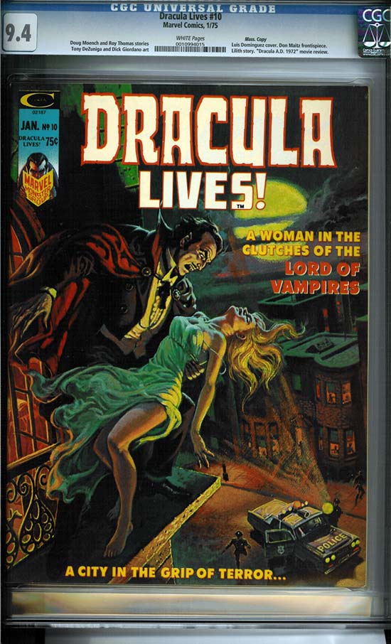 Dracula Lives #10 CGC 9.4 w Massachusetts