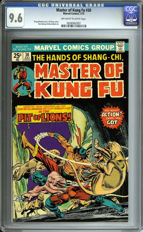 Master of Kung Fu #30 CGC 9.6 ow/w