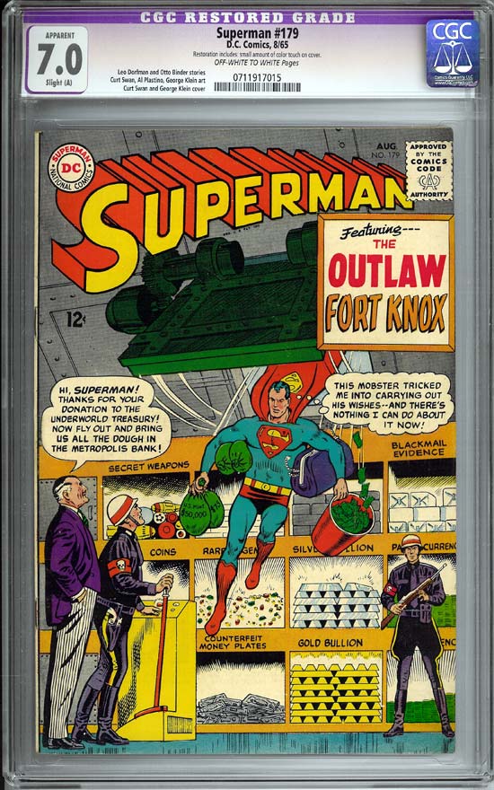 Superman #179 CGC 7.0ow/w