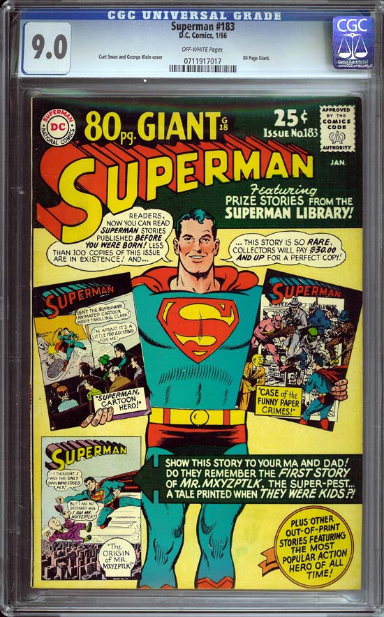 Superman #183 CGC 9.0ow