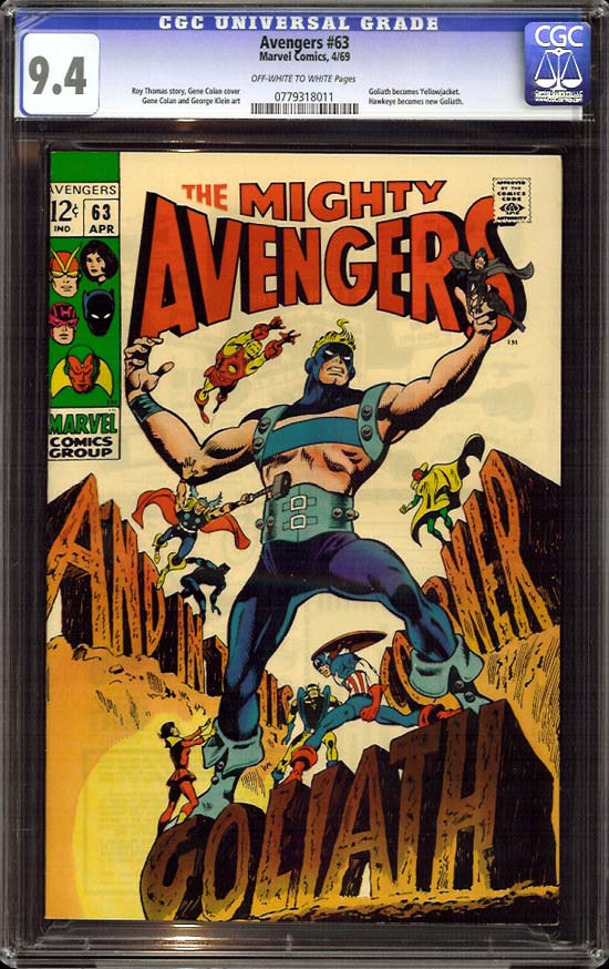 Avengers #63 CGC 9.4 ow/w