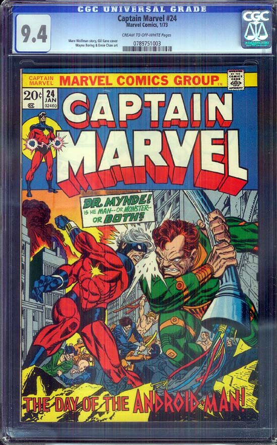 Captain Marvel #24 CGC 9.4 cr/ow