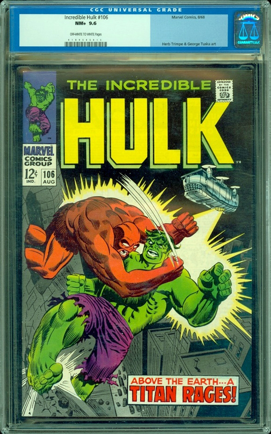 Incredible Hulk #106 CGC 9.6 ow/w