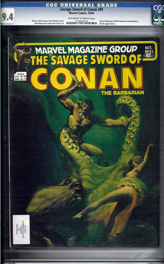 Savage Sword of Conan #81 CGC 9.4ow/w