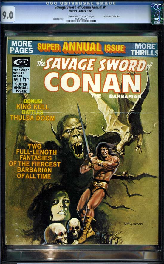 Savage Sword of Conan Annual #1 CGC 9.0ow/w Don Rosa Collection